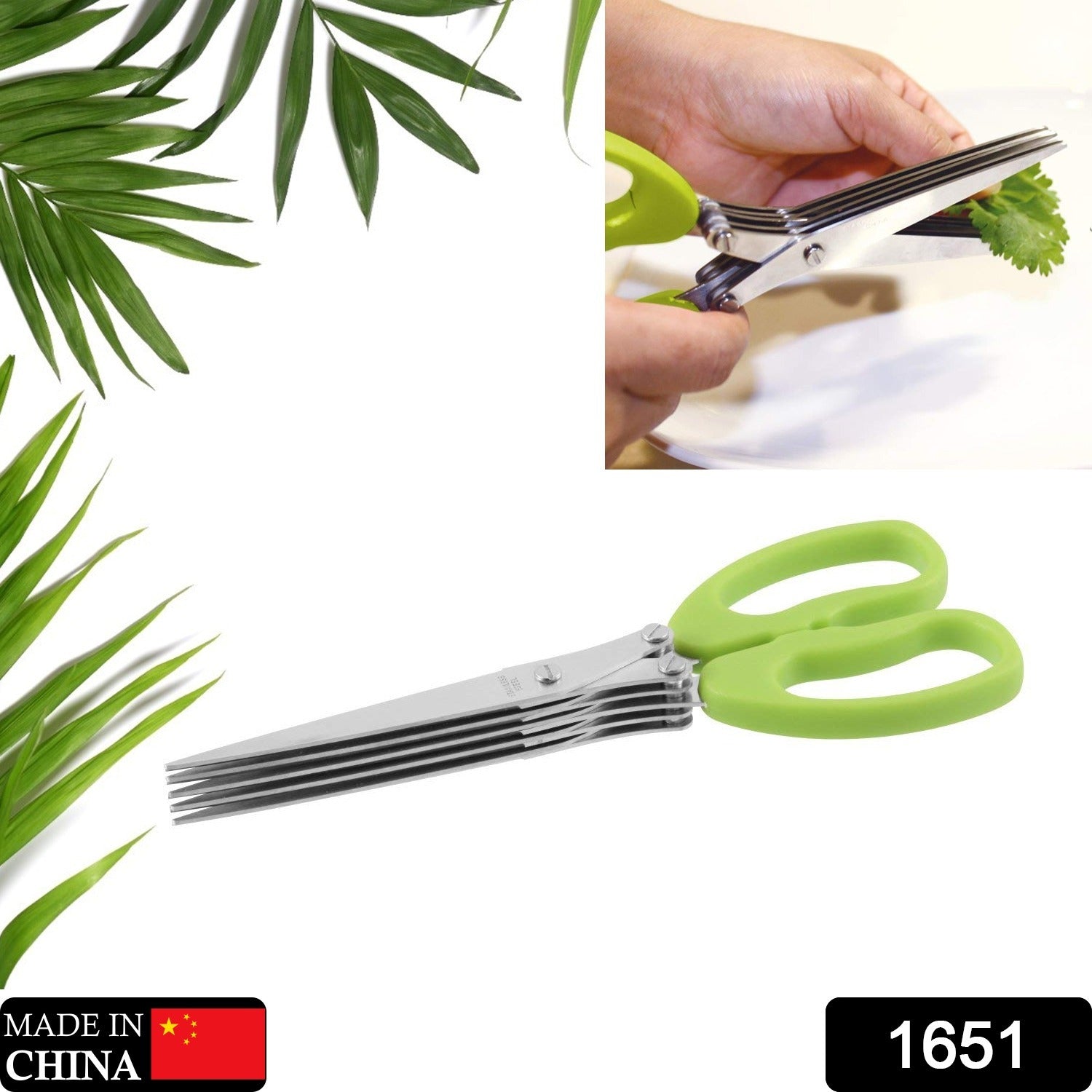 MULTIFUNCTION VEGETABLE STAINLESS STEEL HERBS SCISSOR WITH 5 BLADES - Discount Karo