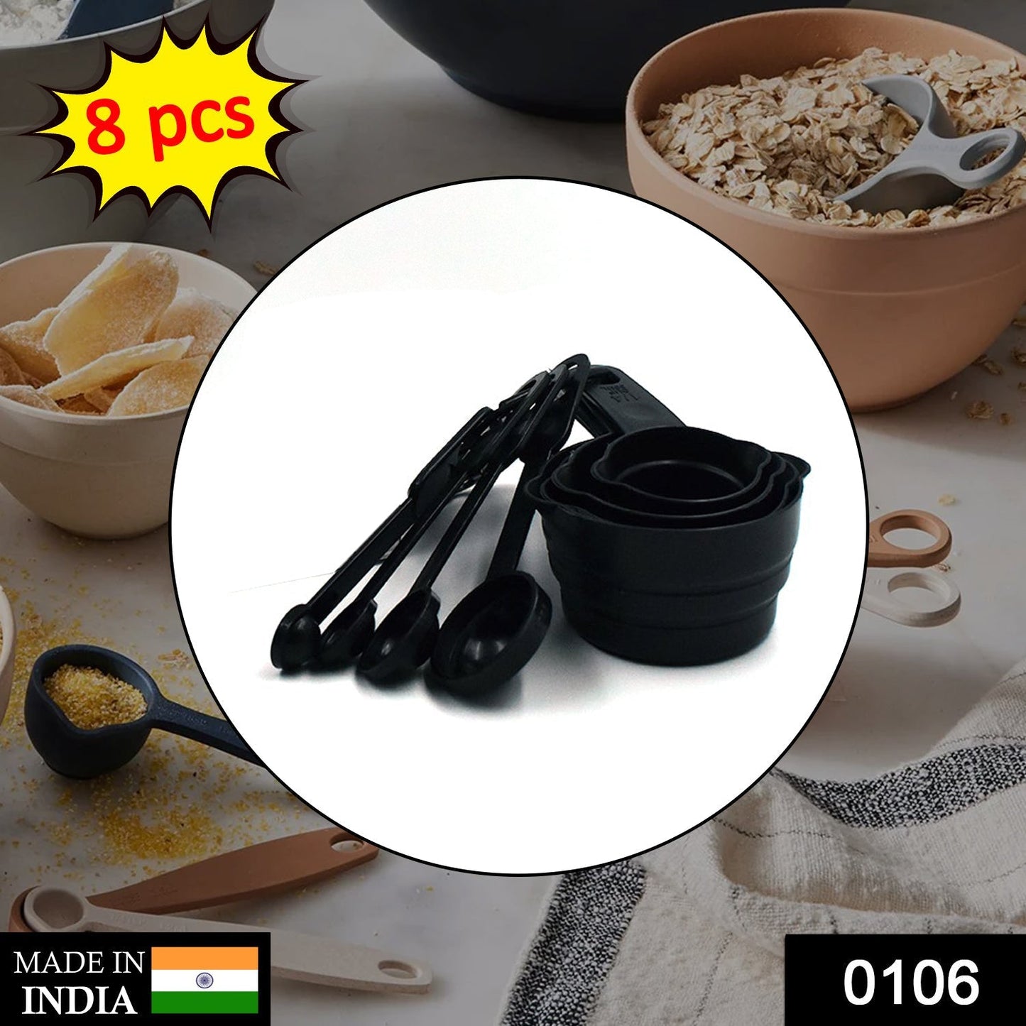 106 Plastic Measuring Cups and Spoons (8 Pcs, Black) Discount Karo