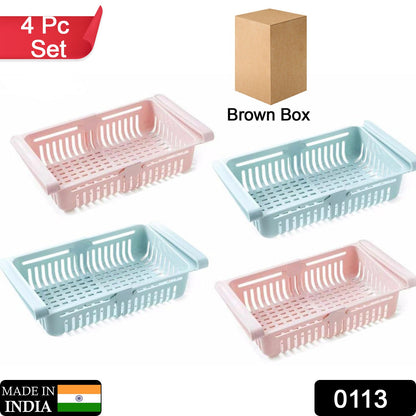 Fridge Organizer Drawer - Adjustable Fridge Storage Basket ( 4pc Set ) - Discount Karo