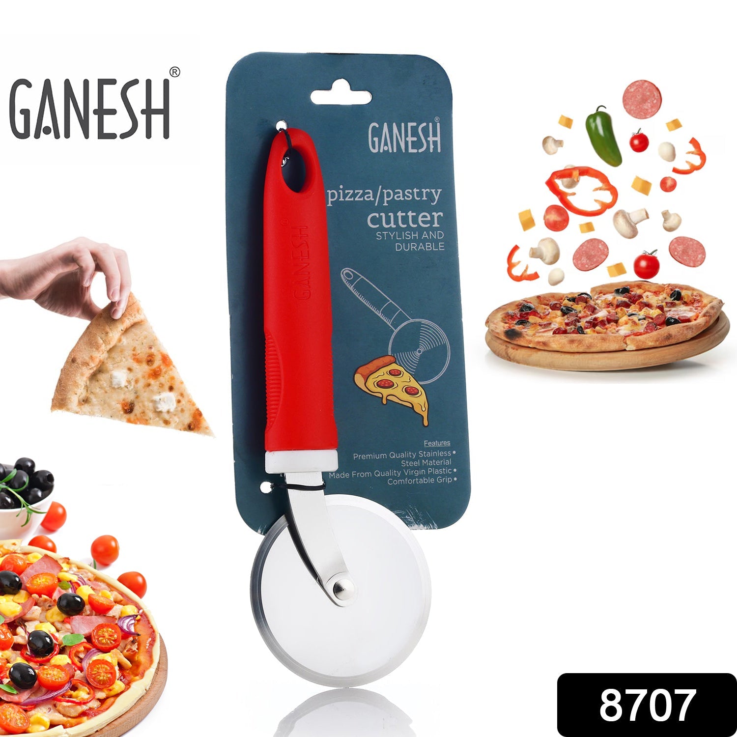 Ganesh GANESH PIZZA  /  PASTRY CUTTER Wheel Pizza Cutter  (Stainless Steel) - Discount Karo