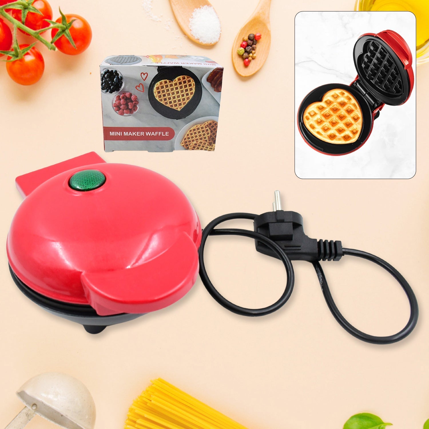 Mini Waffle Maker Machine Waffle Iron Home Appliances Kitchen Gift Easy To Clean, On-Stick Surfaces, Perfect Breakfast, Dessert, Sandwich, Pan Cakes, Paninis / Other Snacks Machine - Discount Karo