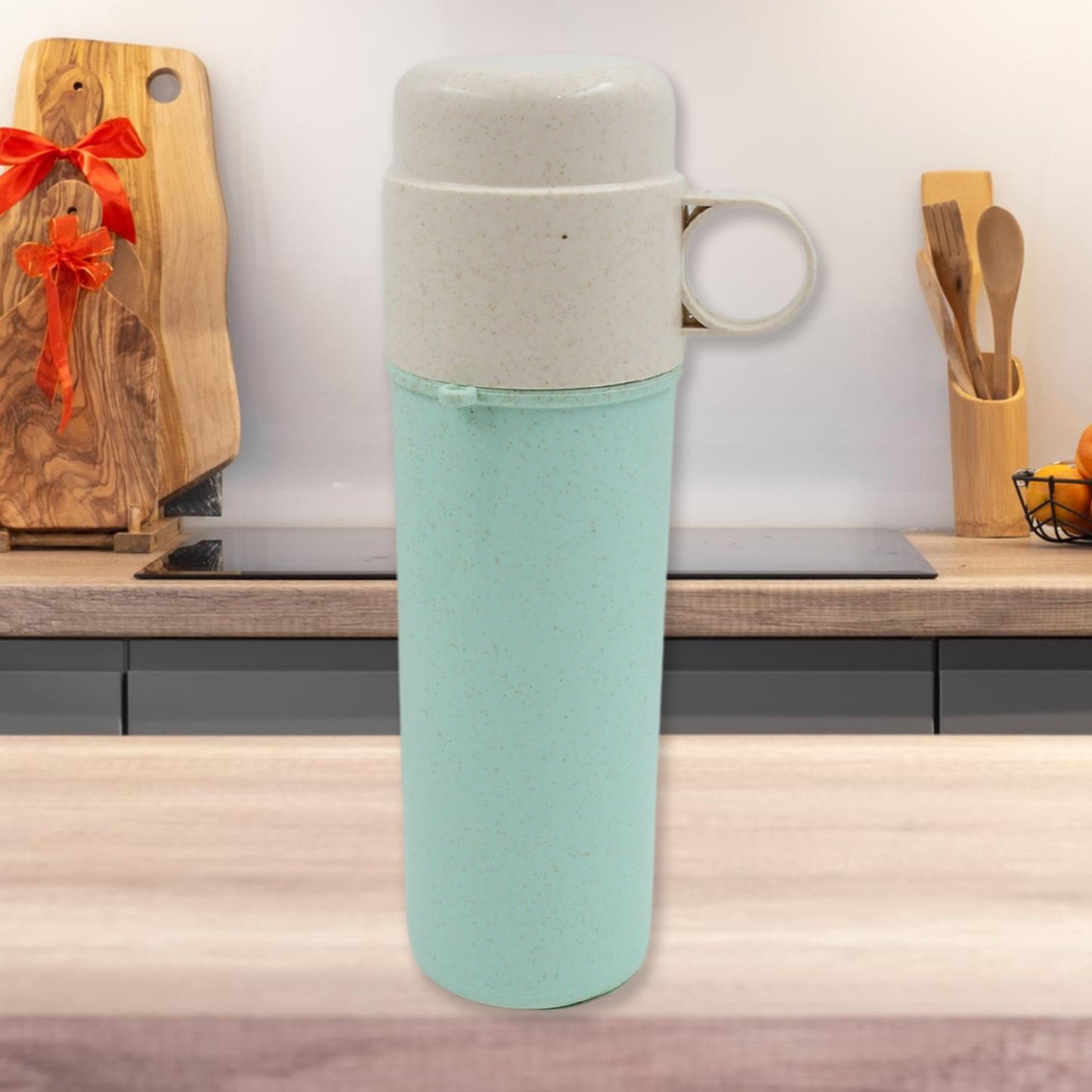 Travel Coffee Cup Portable Water Bottle Wheat Straw Coffee Tea Mug Coffee Mug with Lids for Coffee Tea Portable for School (300 ML Approx) - Discount Karo