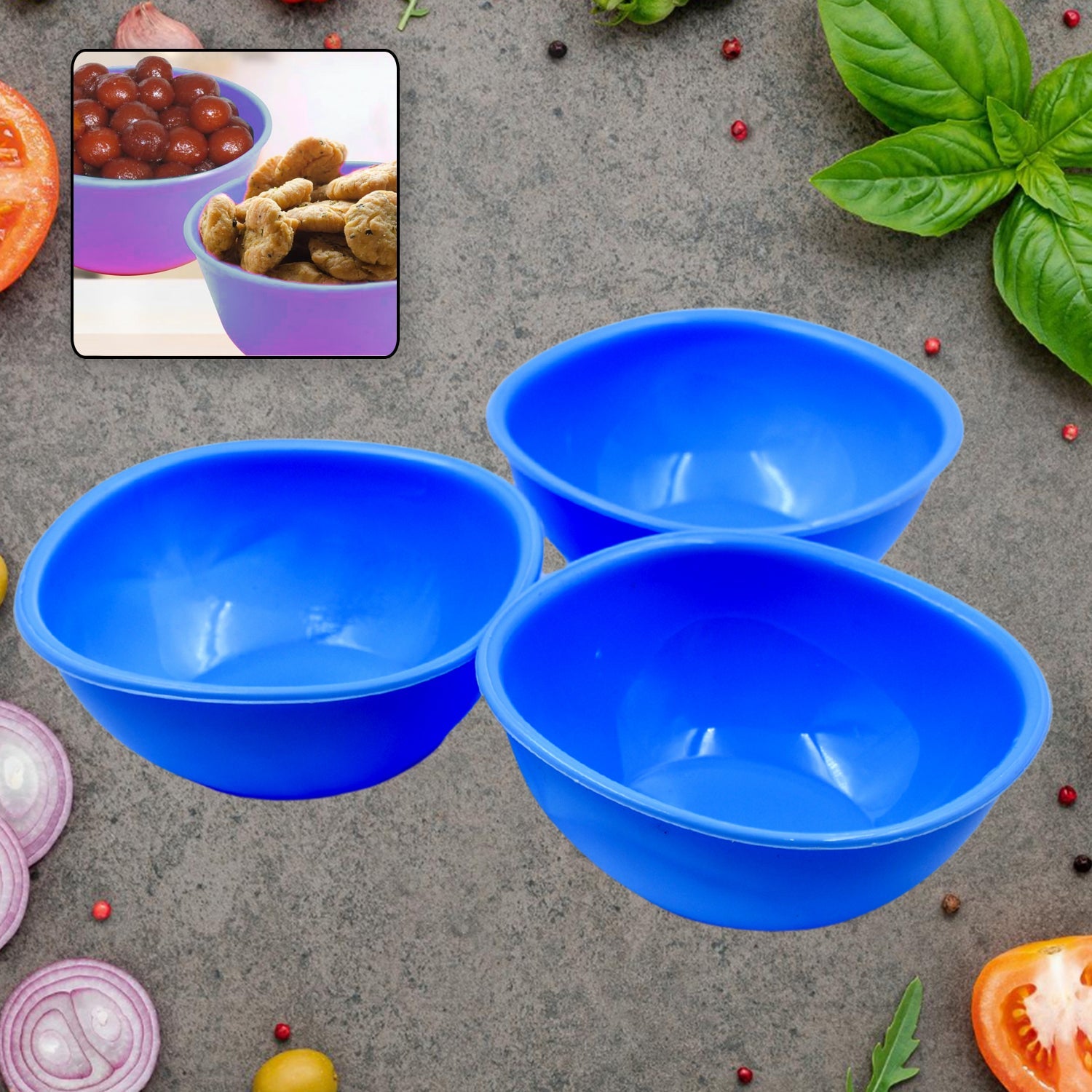 BPA Free Plastic Bowl Set for Cereal, Salad, Rice, Soup, Pasta, Snack Bowl, Microwave Safe, Dishwasher Safe (3 Pcs Set) - Discount Karo