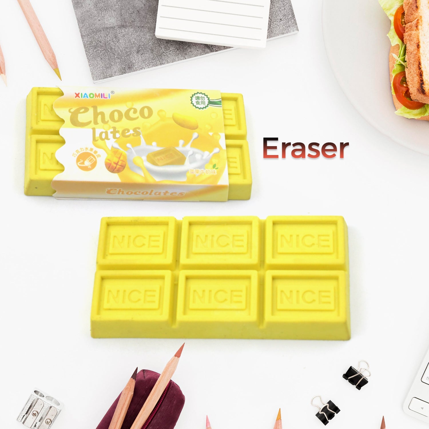 Chocolate Shaped Erasers for Kids - Soft Pencil Erasers for School & Office - Discount Karo