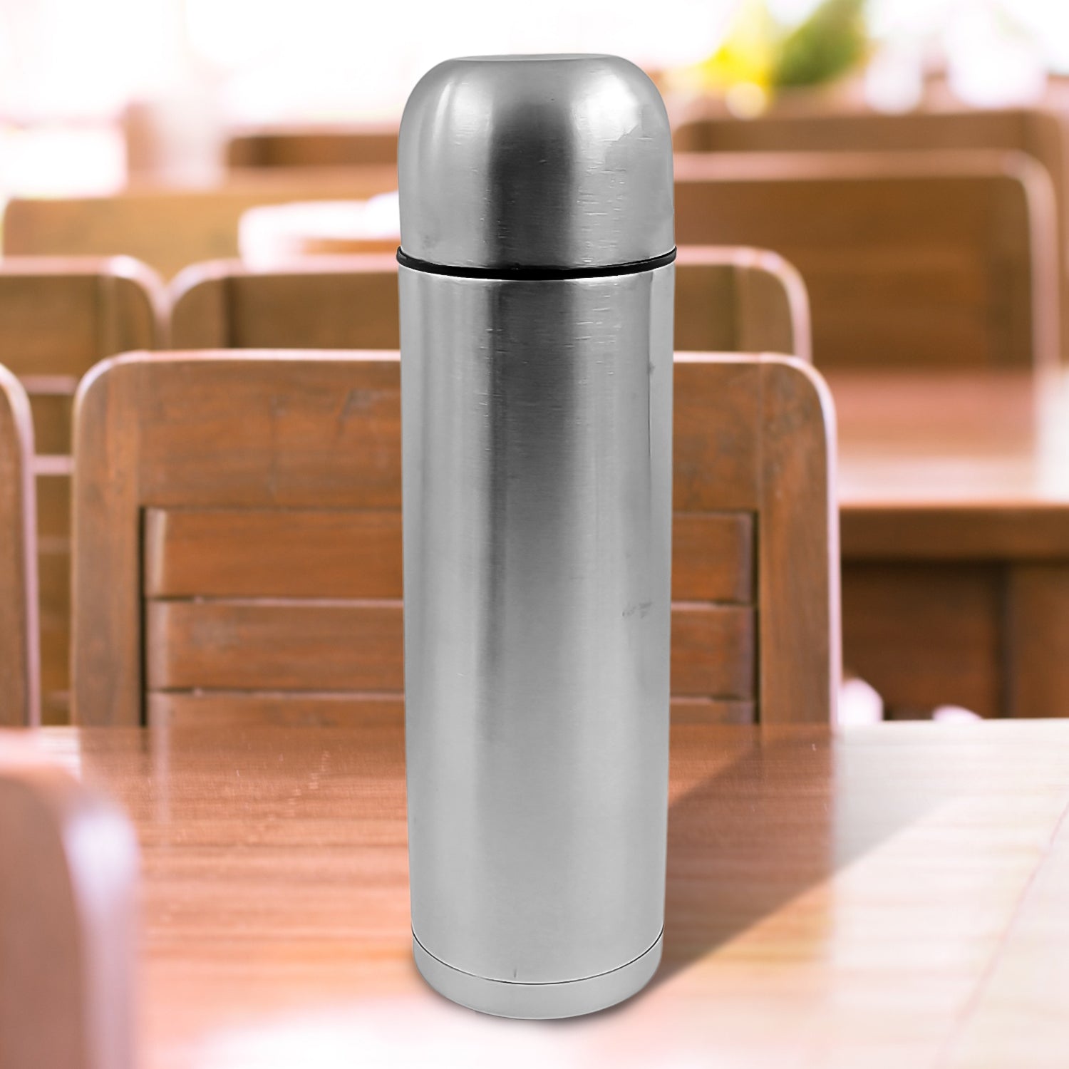 Vacuum Flask Without Cover, 18/8 Stainless Steel | Hot and Cold Water Bottle with Push-Down Lid | Double Walled Stainless Steel Bottle for Travel, Home, Office, School, Picnic (750 ML / Without Cover) - Discount Karo