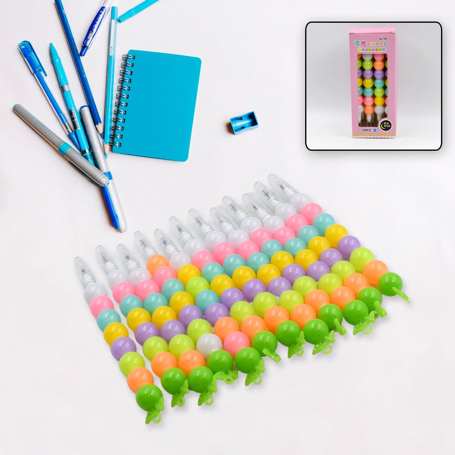 Stylish Pearls Pen Plastic Moti Non-Sharpening Design Pen Multicolor Pearls Moti Gel Pen, Fancy Designer AttrDraftGel Pen for Kids Pack of (12 Pc Set ) - Discount Karo