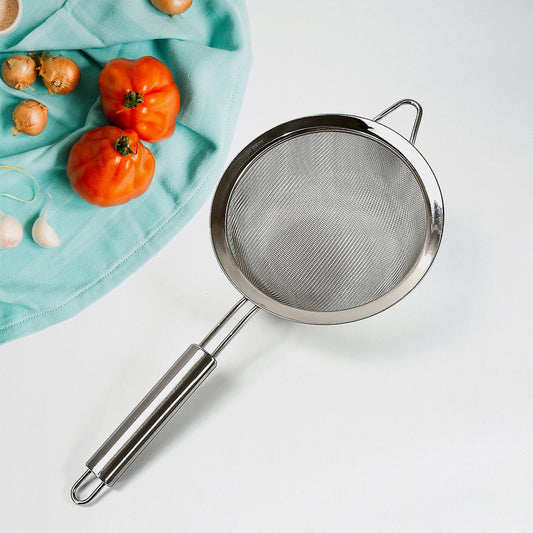 Mesh Sieve Quality Stainless Steel Fine Mesh Strainer with Sturdy Handle and Hook, Ideal for Tea Coffee, Rice, Powder, Fruit Etc Kitchen Food Kitchen Utensil - Discount Karo