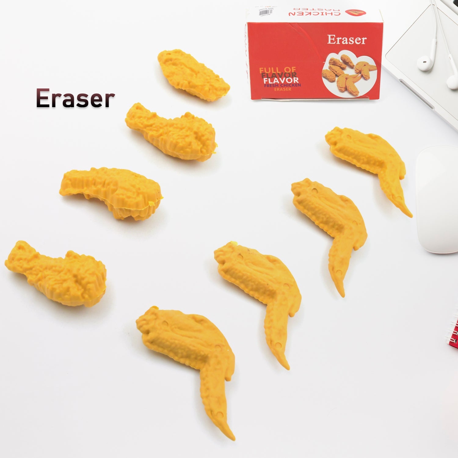 Cute Erasers, Pencil Eraser, Chicken Wings Chicken Legs Eraser Student School Supplies Gifts Chicken Rubber Drawing Small Eraser Office Accessory Fun Back to School Supplies Gifts Party Favor for Kids Adults Students (8 Pcs Set) - Discount Karo