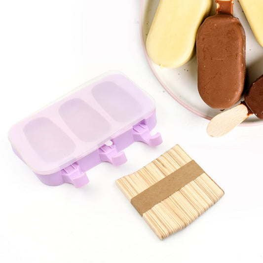 Silicone Popsicle Molds, Ice Pop Maker Molds with Lids and Sticks for Kids DIY Homemade Ice Cream, (With 50 Sticks) - Discount Karo