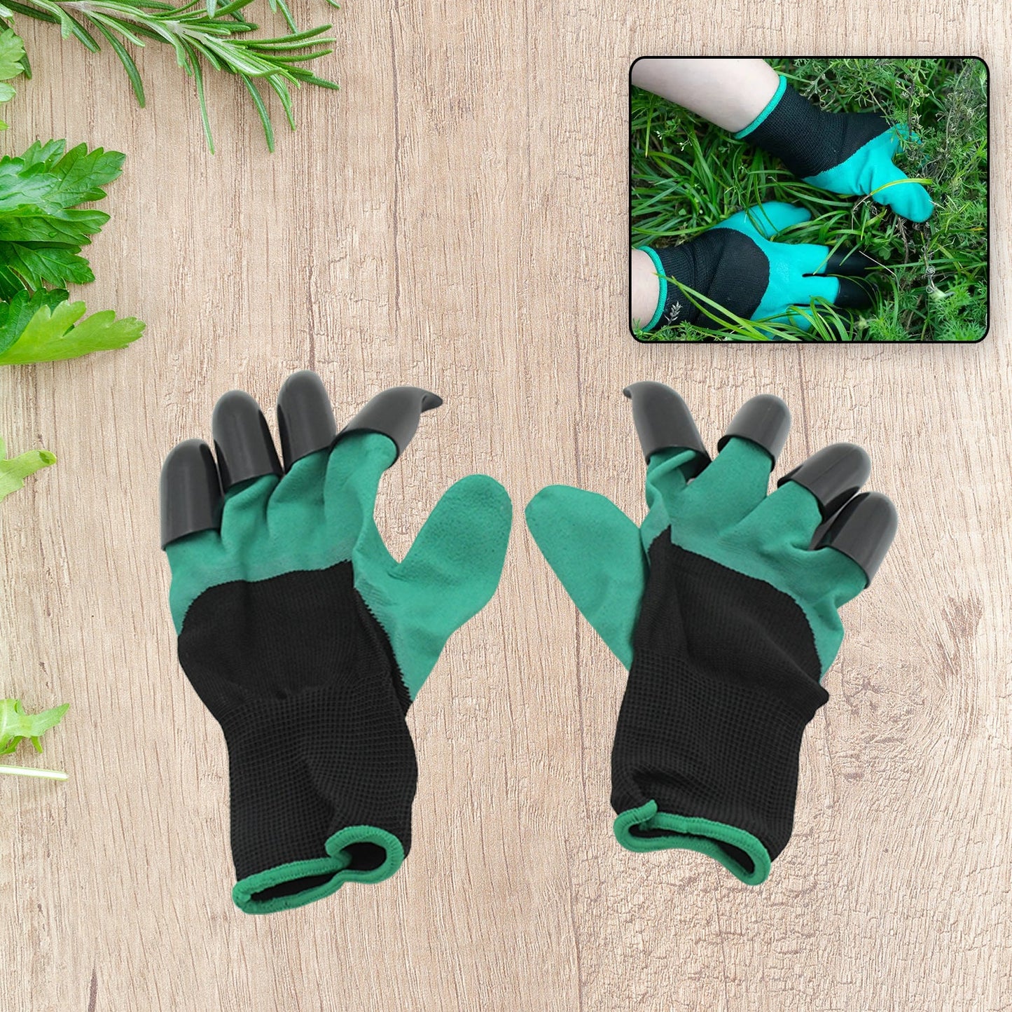 Heavy Duty Garden Gloves with Claws (Washable): 1 Pair (Mix Color) - Discount Karo