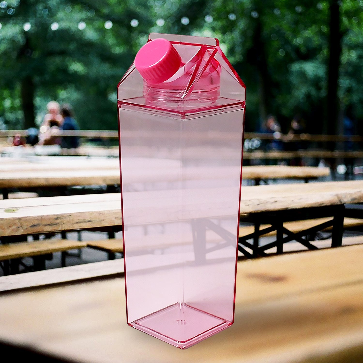 Plastic Milk Carton Colorful Clear Water Bottle, 17 Oz Portable Milk Box Leakproof Square Juice Bottle for Outdoor Sports Travel Camping - Discount Karo