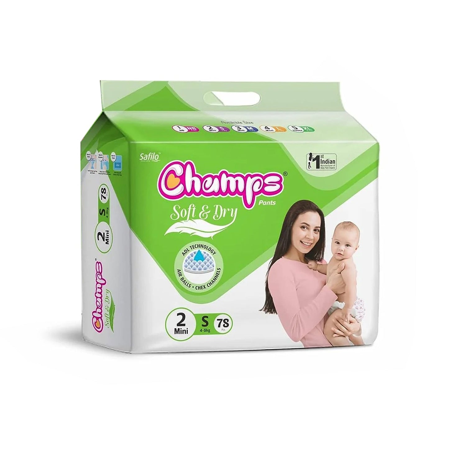 Champs Soft and Dry Baby Diaper Pants  78 Pcs (Small Size  S78) - Discount Karo