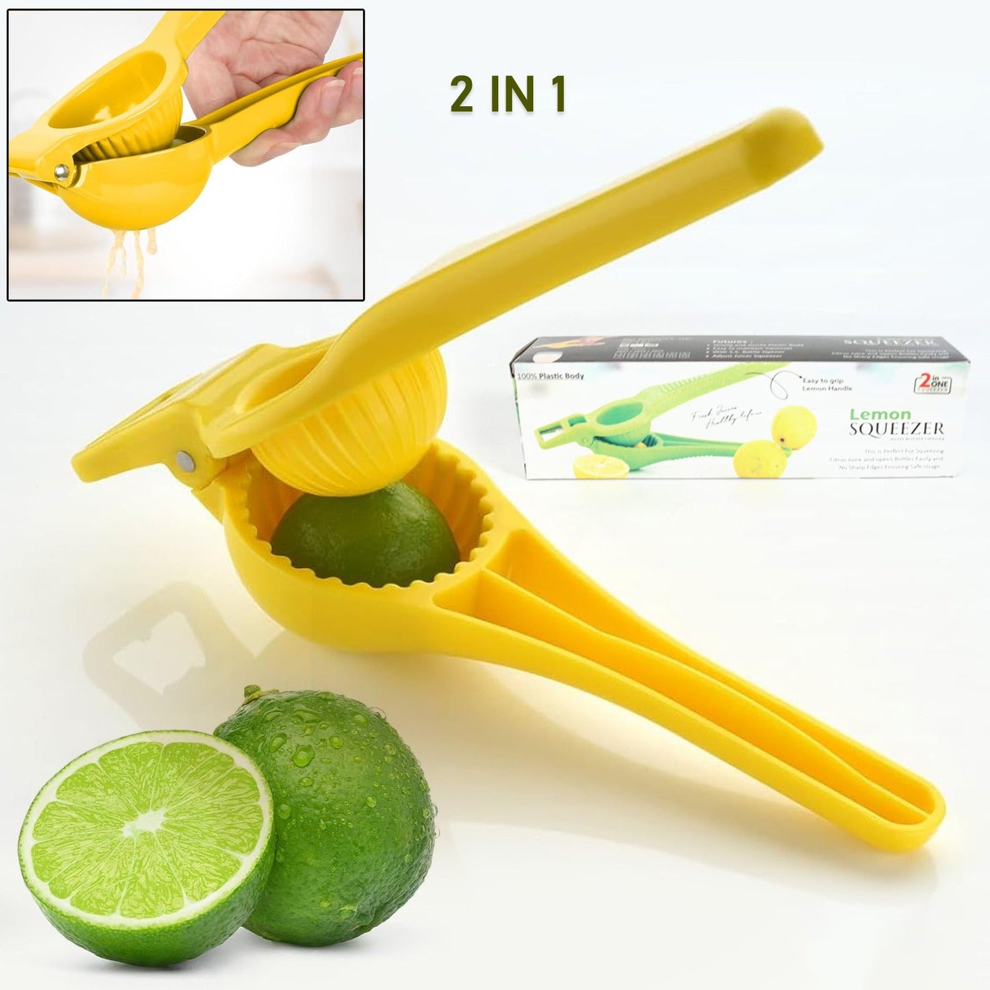 Kitchen 2 in 1 Unbreakable Lemon Squeezer and Bottle Opener (1 Pc) - Discount Karo