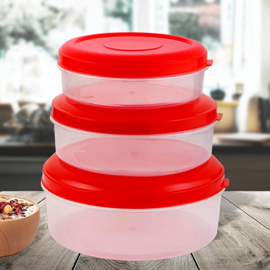 Heavy Plastic Material Stackable & Reusable Classic Round Plastic Big Storage Container Box For Kitchen & Home Organization (PACK OF 3) - Discount Karo