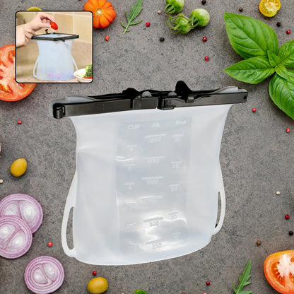 Reusable Silicone Food Storage Bag Set Leakproof Lock Reusable Flat Bottom Freezer Bags, Sandwich Bags, Silicone Food Grade Kids Snack Bags, BPA Free Microwave Dishwasher Safe (1 Pc) - Discount Karo