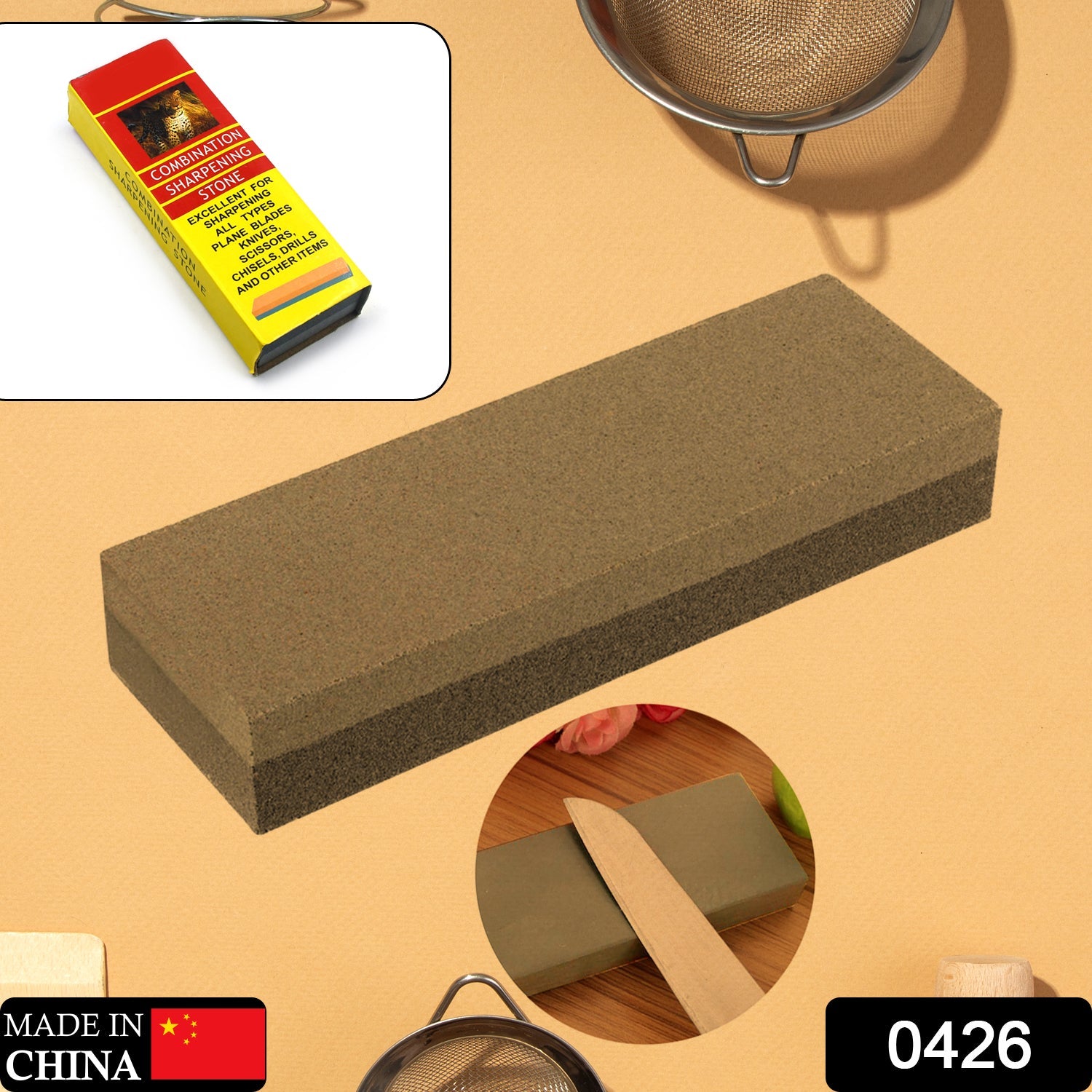 Knife Sharpening Stone, High Density Thicken Whetstone Set Robust Safe to Use for Scissors for Axe (MOQ :- 9 Pc) - Discount Karo