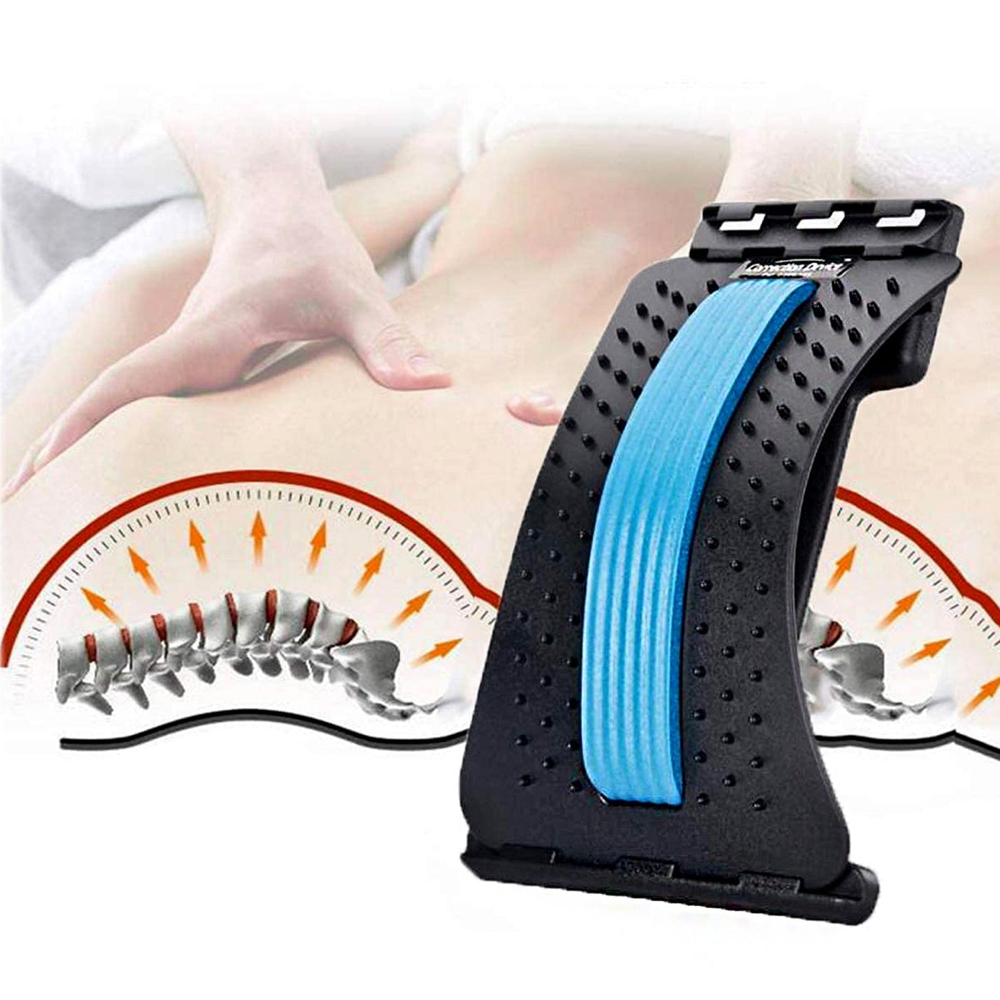 Back Pain Relief Device Back Stretcher, Spinal Curve Back Relaxation Device, Multi-Level Lumbar Region Back Support For Lower & Upper Muscle Pain Relief, Back Massager For Bed Chair & Car (1 Pc) - Discount Karo