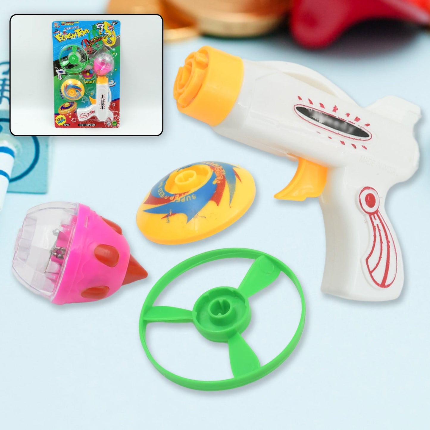 Flash & Sound Super Speed Spinner Gun Set for Kids (Battery Not Included / 1 Pc ) - Discount Karo