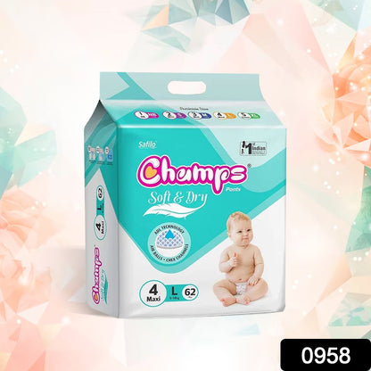 Champs Soft and Dry Baby Diaper Pants 62 Pcs (Large Size  L62) - Discount Karo