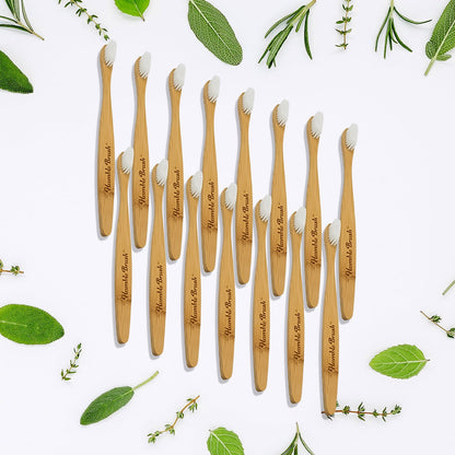 Bamboo Wooden Toothbrush Soft Toothbrush Wooden Child Bamboo Biodegradable Toothbrush, Manual Toothbrush for Adult, Kids (15 pcs set / With Round Box) - Discount Karo