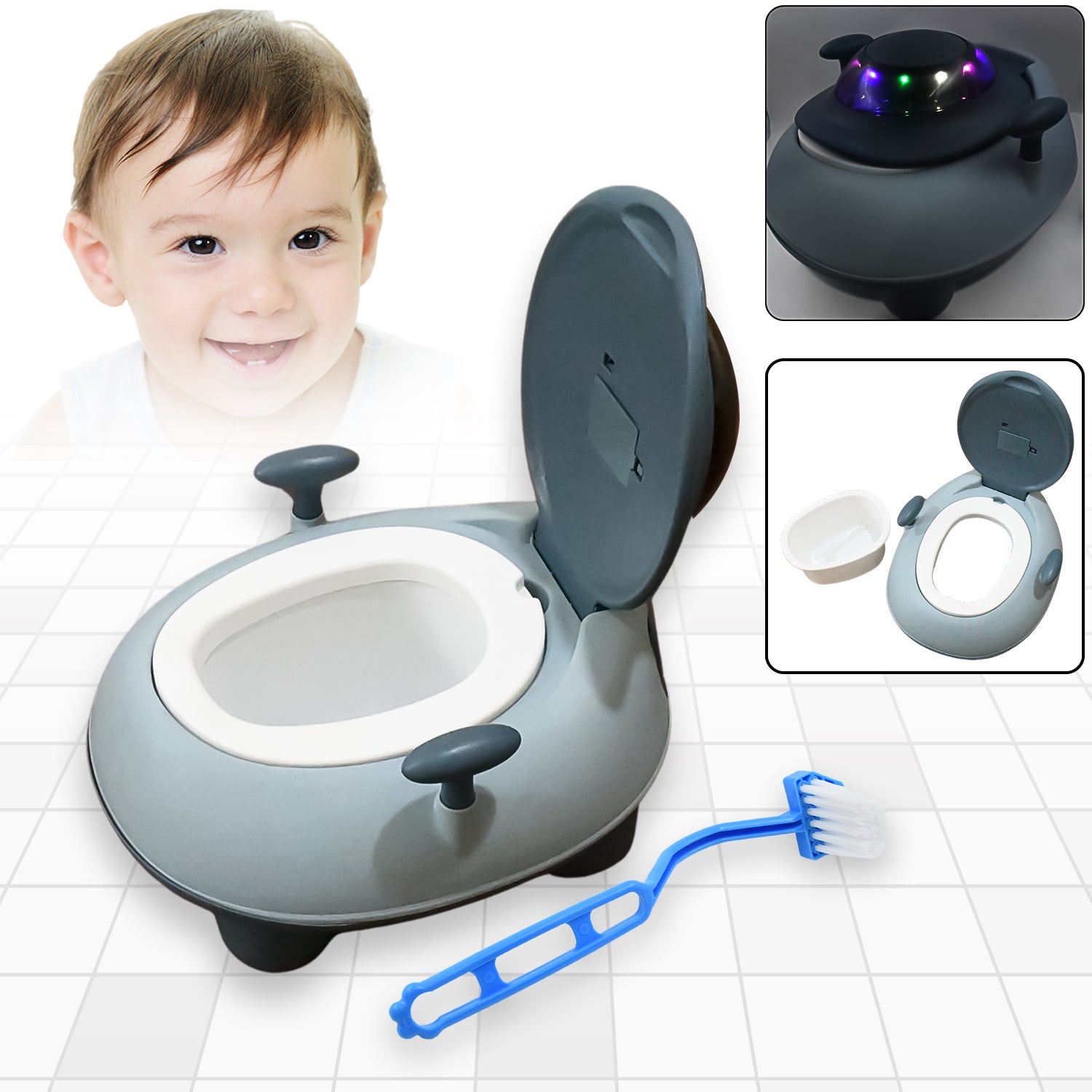 BABY PORTABLE LIGHTING & MUSIC TOILET, BABY POTTY TRAINING SEAT BABY POTTY CHAIR FOR TODDLER BOYS GIRLS POTTY SEAT FOR 1+ YEAR CHILD - Discount Karo