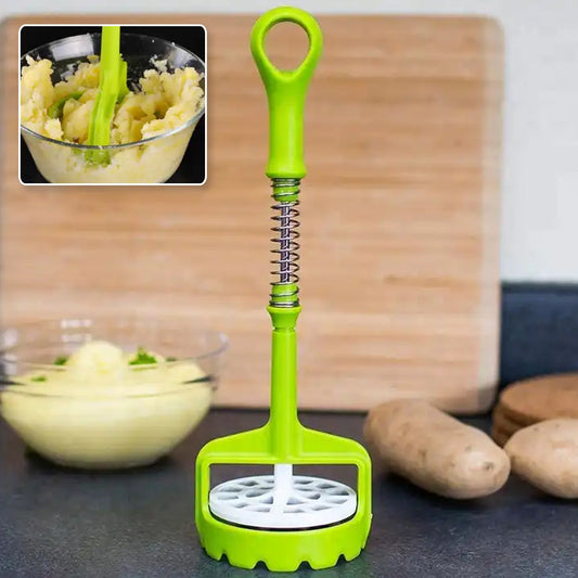 Multi Functional One-Handed Plastic Manual Mashed Potatoes Masher, Mash Sweet Potato Masher with Comfort Grip and Stainless-Steel Spring Design for Nonstick Pans (1 Pc) - Discount Karo