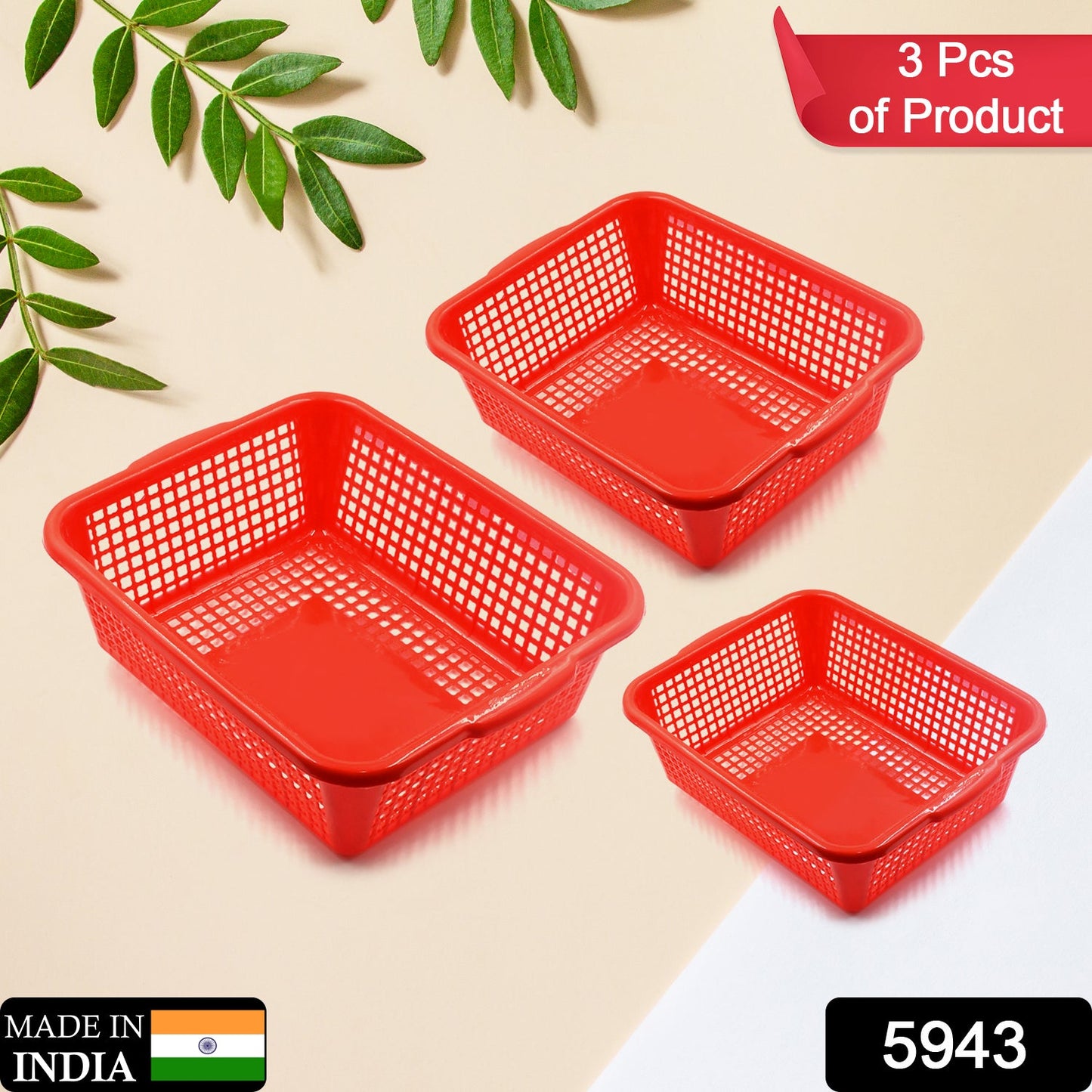 Plastic 3 Pieces Kitchen Large Size Dish Rack Drainer Vegetables and Fruits Washing Basket Dish Rack Multipurpose Organizers - Discount Karo