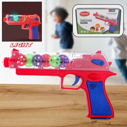 Plastic Gear Simulation Toy Gun for Kids, Pretend Play Gun Toys with 3D Flashing Lights and Exciting Music, Electric Laser Toy Guns with Rotating Gear Mechanism, Toy for Birthday Gift for Kids 3+ Years (Pack of 1) - Discount Karo