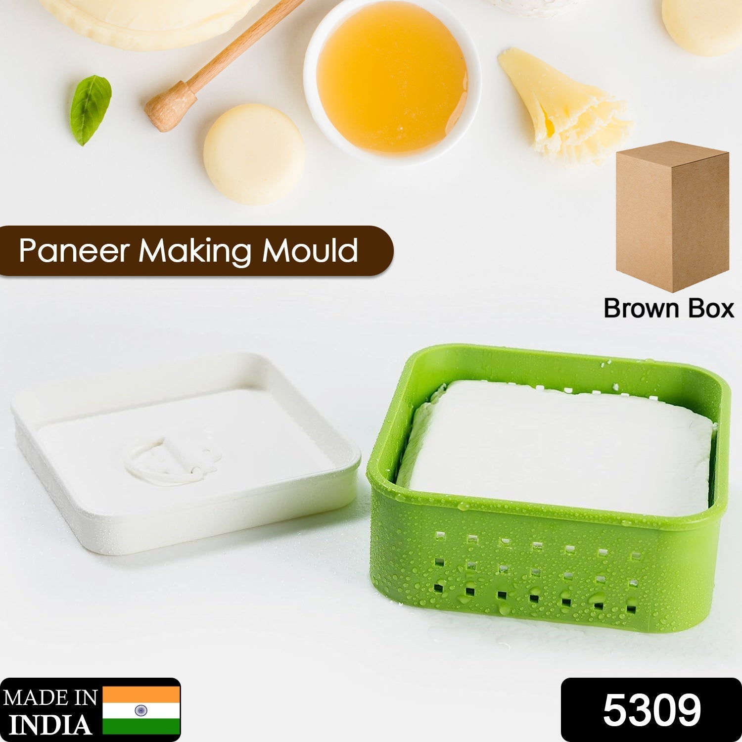 5309 Square Shape Paneer Maker, Paneer Mould, Tofu, Sprouts Mould Press Maker, Plastic Paneer Making Mould, Paneer Maker with Lid 