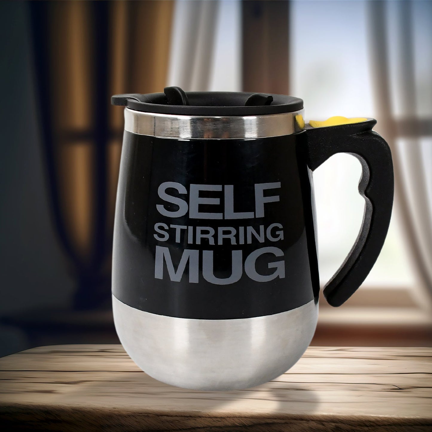 Self Stirring Mug With Lid used in all kinds of household and official places for serving drinks, coffee, any types of beverages etc. (1 Pc / 400 ML) - Discount Karo