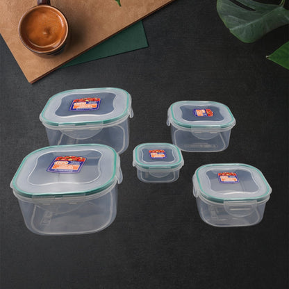 Kitchen Containers Set, Fridge Storage Boxes, Plastic Containers for Kitchen Organizer, Kitchen Accessories Items for Storage Organizer, Snap-Seal (lunch box/storage organizer) (5 Ps Set) - Discount Karo