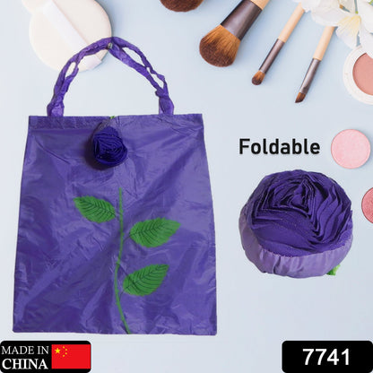 Foldable Nylon Shopping Bag (Rose Design): Reusable, Eco-Friendly (1 Pc)