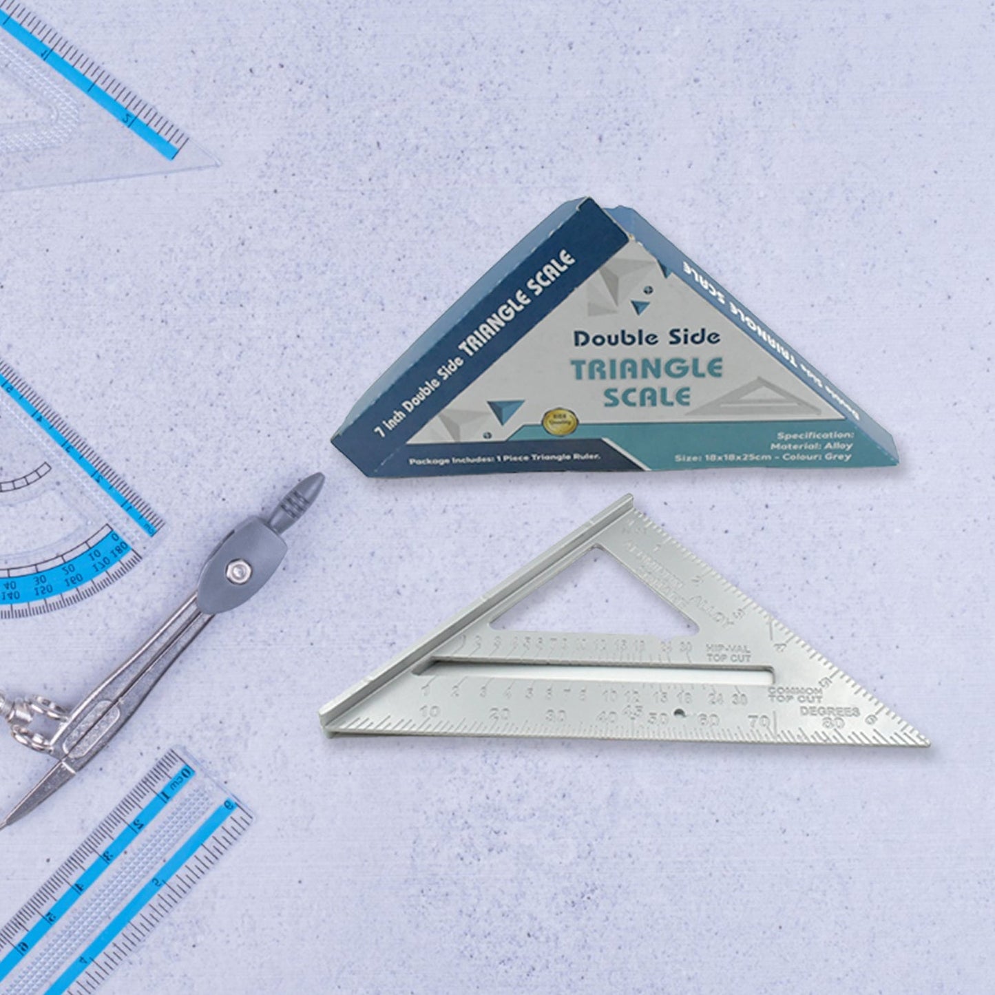 Double Side Scale Triangle Measurement Hand Tool, 45 Degree Triangle Ruler, Home for Industry, Aluminum Alloy Rafter Square 7-Inch Length - Discount Karo