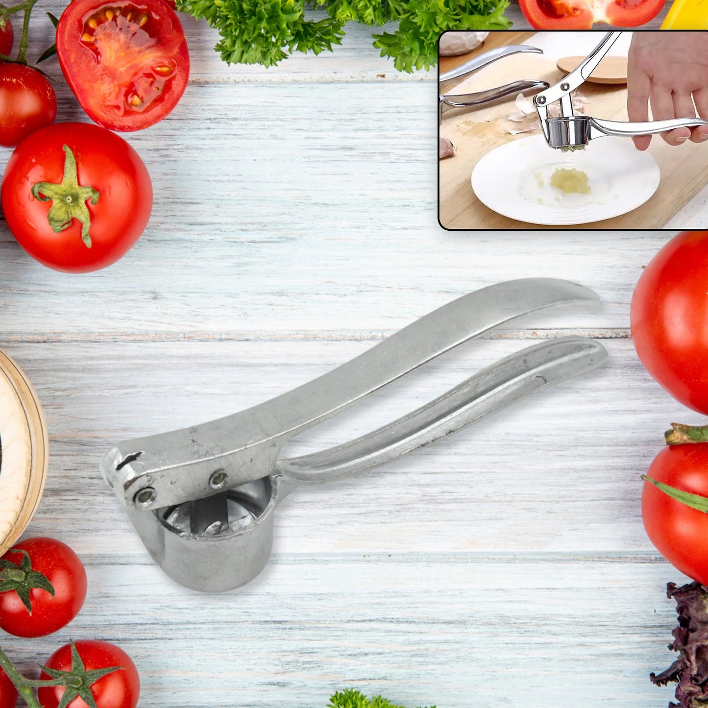 Crush Garlic with Ease: Lightweight Aluminum Garlic Press (1 Pc) - Discount Karo