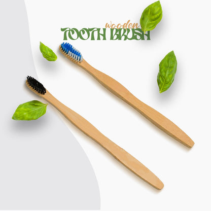 Bamboo Wooden Toothbrush Soft Toothbrush Wooden Child Bamboo Toothbrush Biodegradable Manual Toothbrush for Adult, Kids (15 pcs set / With Round Box) - Discount Karo