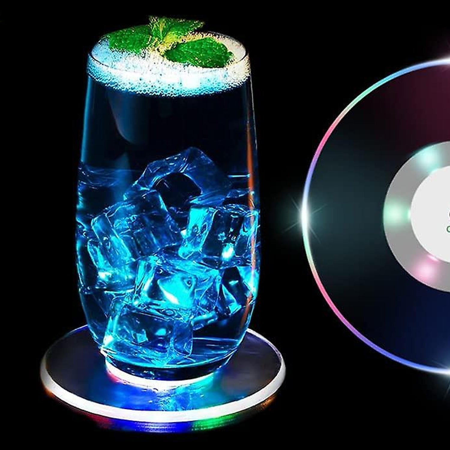 Colorful LED Cocktail Coaster, Round Ultra-Thin LED Drink Coaster (1 Pc) - Discount Karo