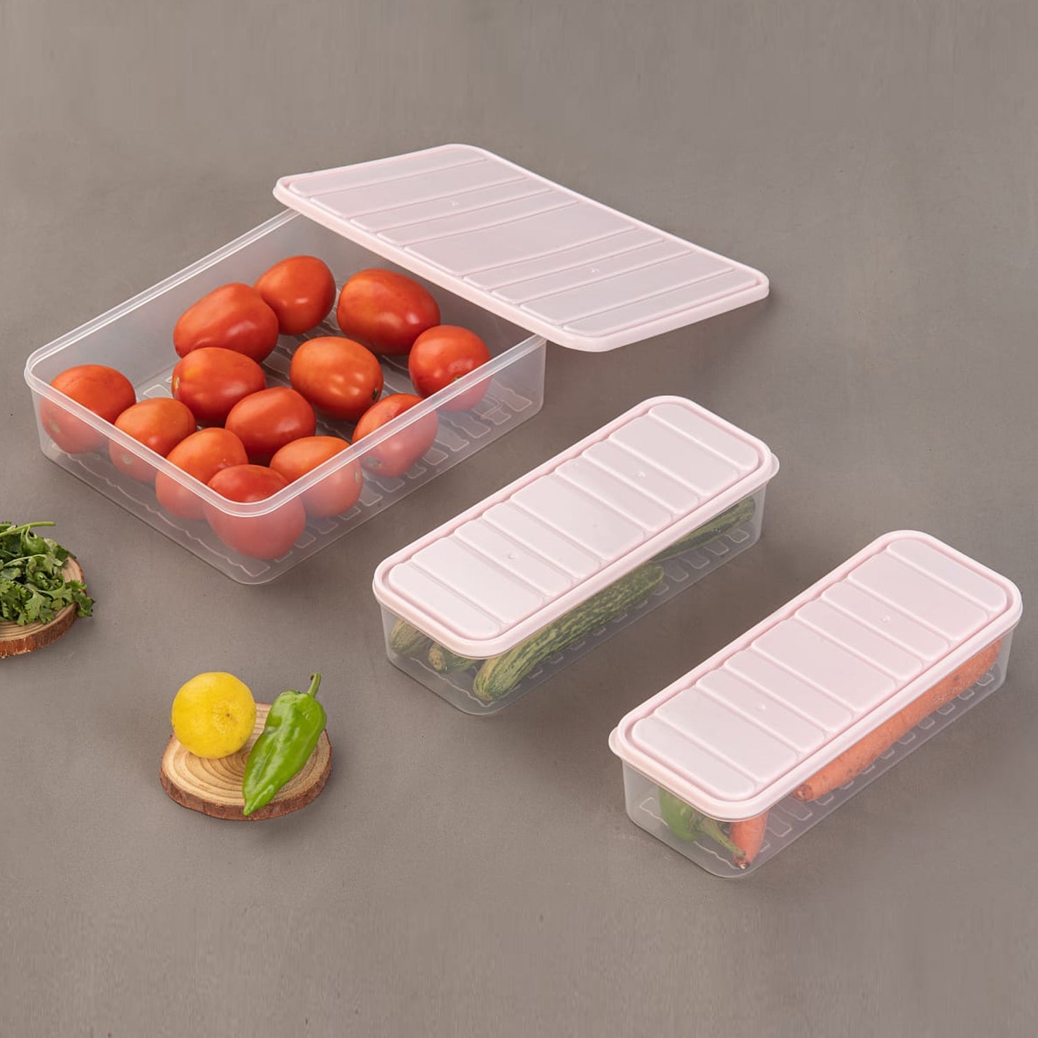 Plastic Food Storage Container for Fridge, fridge storage boxes with Lid Stackable Fridge Storage Containers freeze organizer items and storage, vegetable storage box for fridge, (3 Pcs set) - Discount Karo