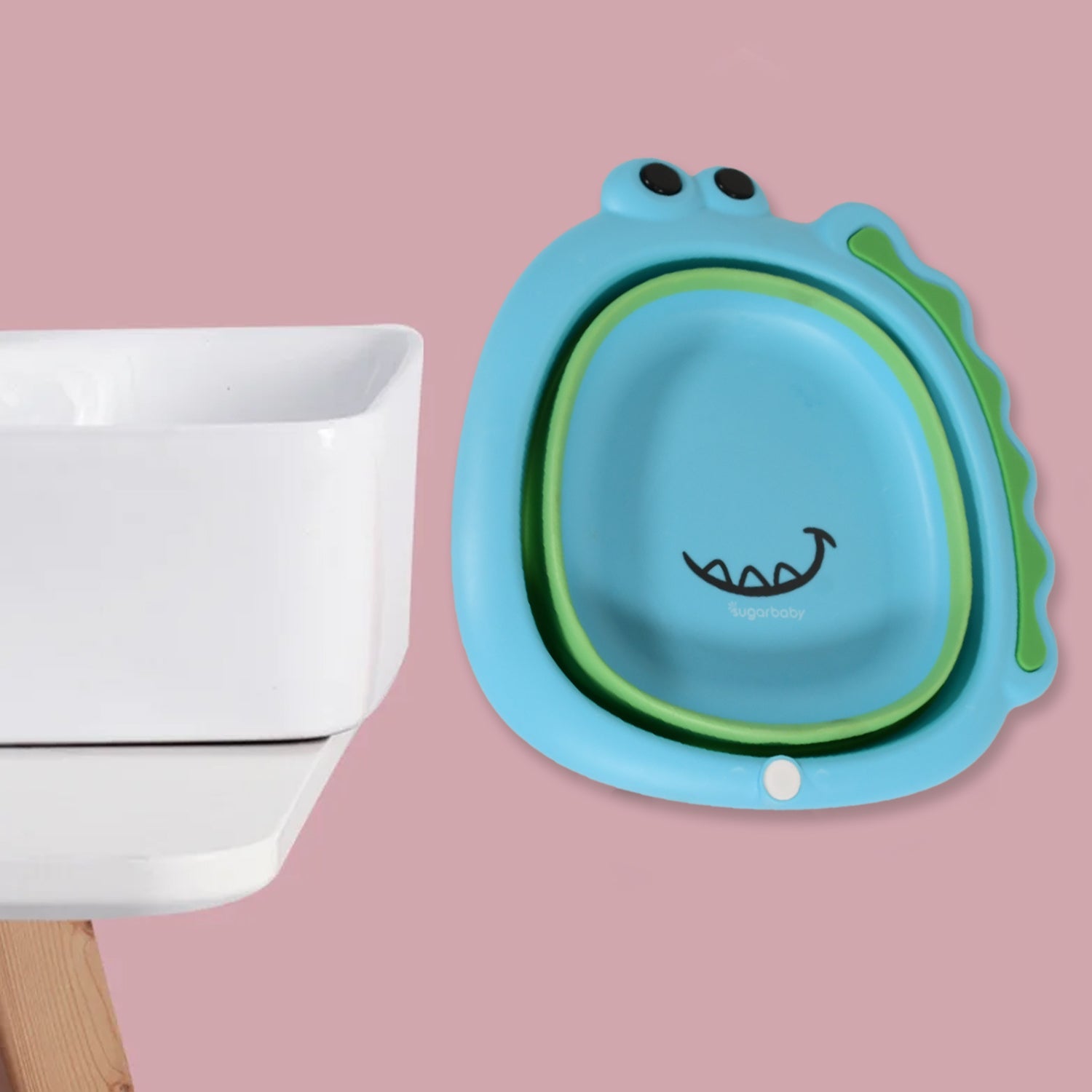 Frog Shape Wash Basin, Space Saving Multi Function Foldable Baby Wash basin Easy Clean Lightweight Thicken for Washing Face for Home (33×31Cm / 1 pc) - Discount Karo