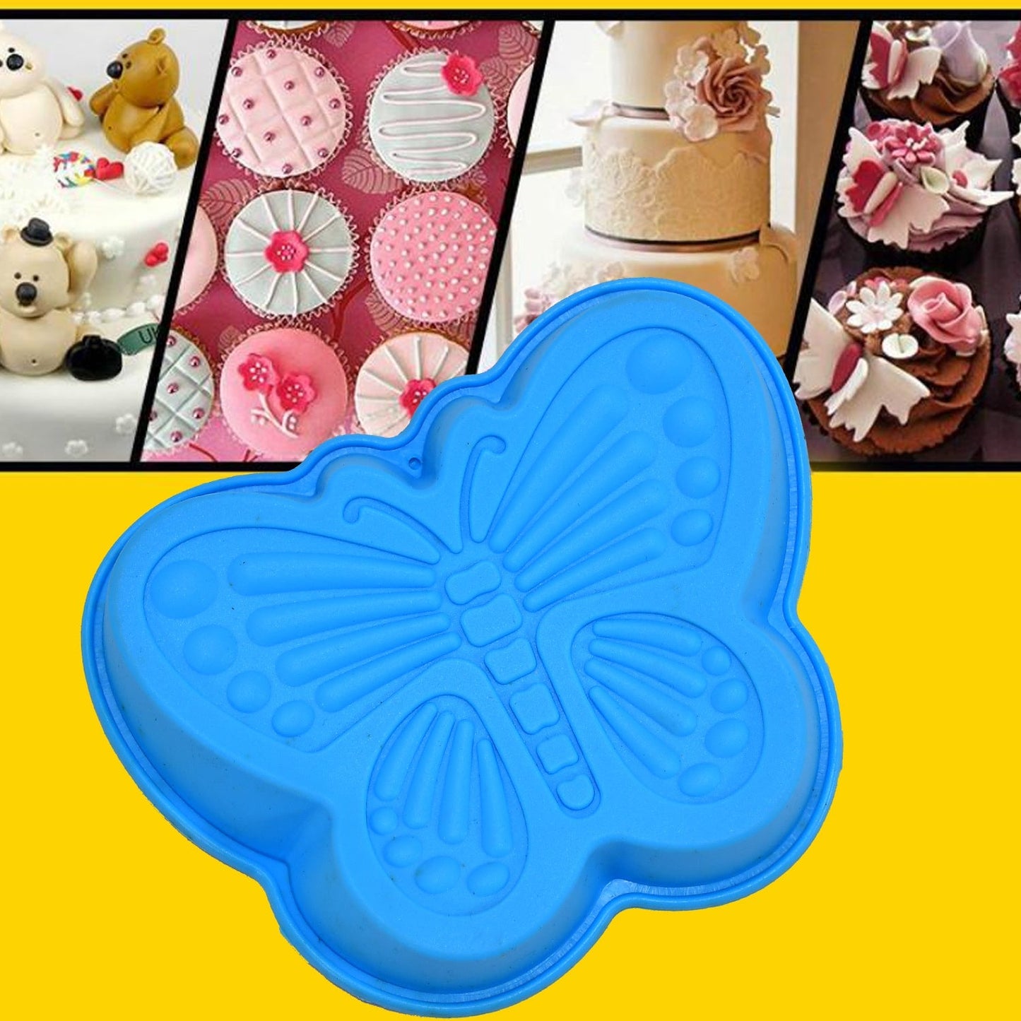 Butterfly Shape Cake Cup Liners I Silicone Baking Cups I Muffin Cupcake Cases I Microwave or Oven Tray Safe I Molds for Handmade Soap, Biscuit, Chocolate, Muffins, Jelly – Pack of 4 - Discount Karo