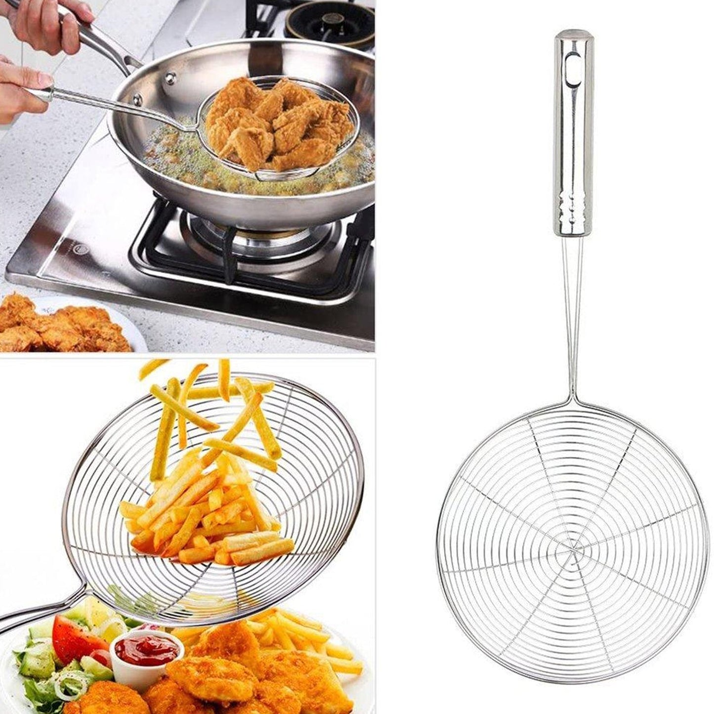 2728 Small Oil Strainer To Get Perfect Fried Food Stuffs Easily Without Any Problem And Damage. 