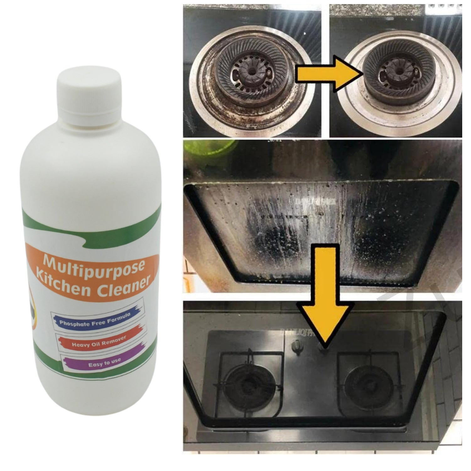 Kitchen Cleaner Spray Oil & Grease Stain Remover Stove & Chimney Cleaner Spray Non-Flammable Nontoxic Magic Degreaser Spray for Kitchen Gas Stove Cleaning Spray (Approx 500ML) - Discount Karo