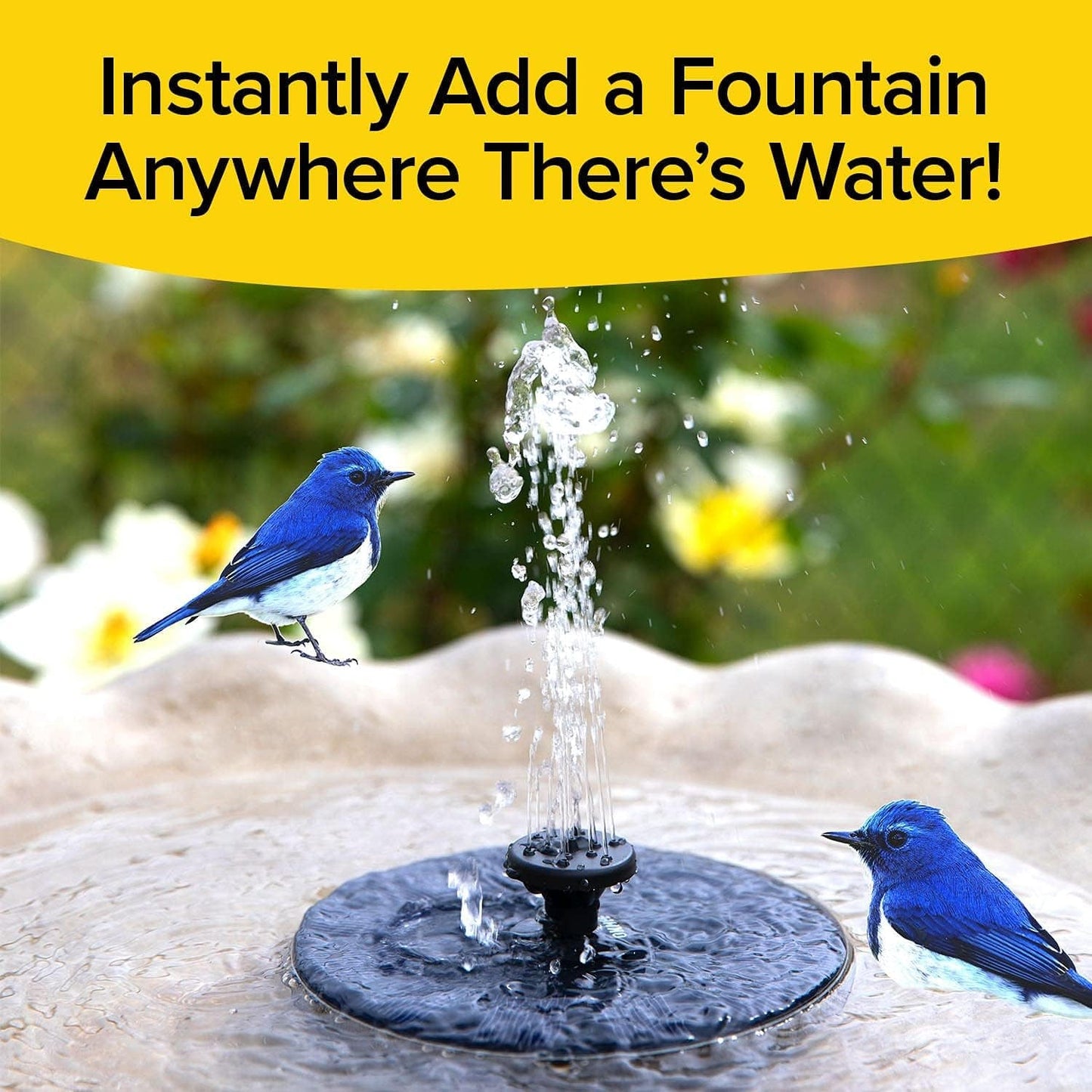 Fast Fountain by Pocket Hose - Solar-Powered - Instantly Adds a Water Feature Virtually Anywhere - 5 Spray Modes - No Installation or Batteries Required - Great for Bird Baths, Pools, Pond & More (1 Pc) - Discount Karo