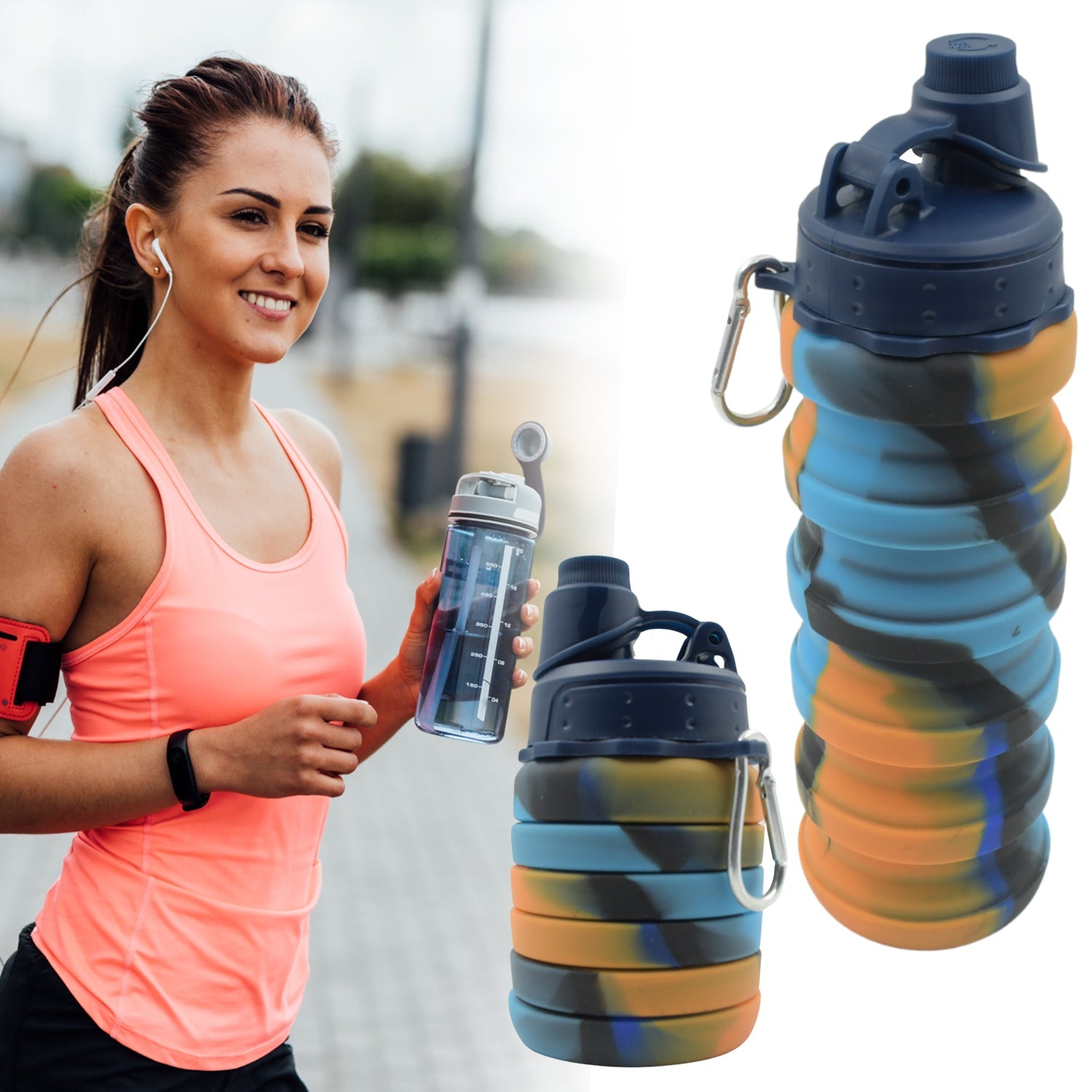 Foldable Water Bottle, Silicone Leak Proof Portable Sports Travel Water Bottle for Outdoor, Gym, Hiking (1 Pc / 24 cm Foldable) - Discount Karo