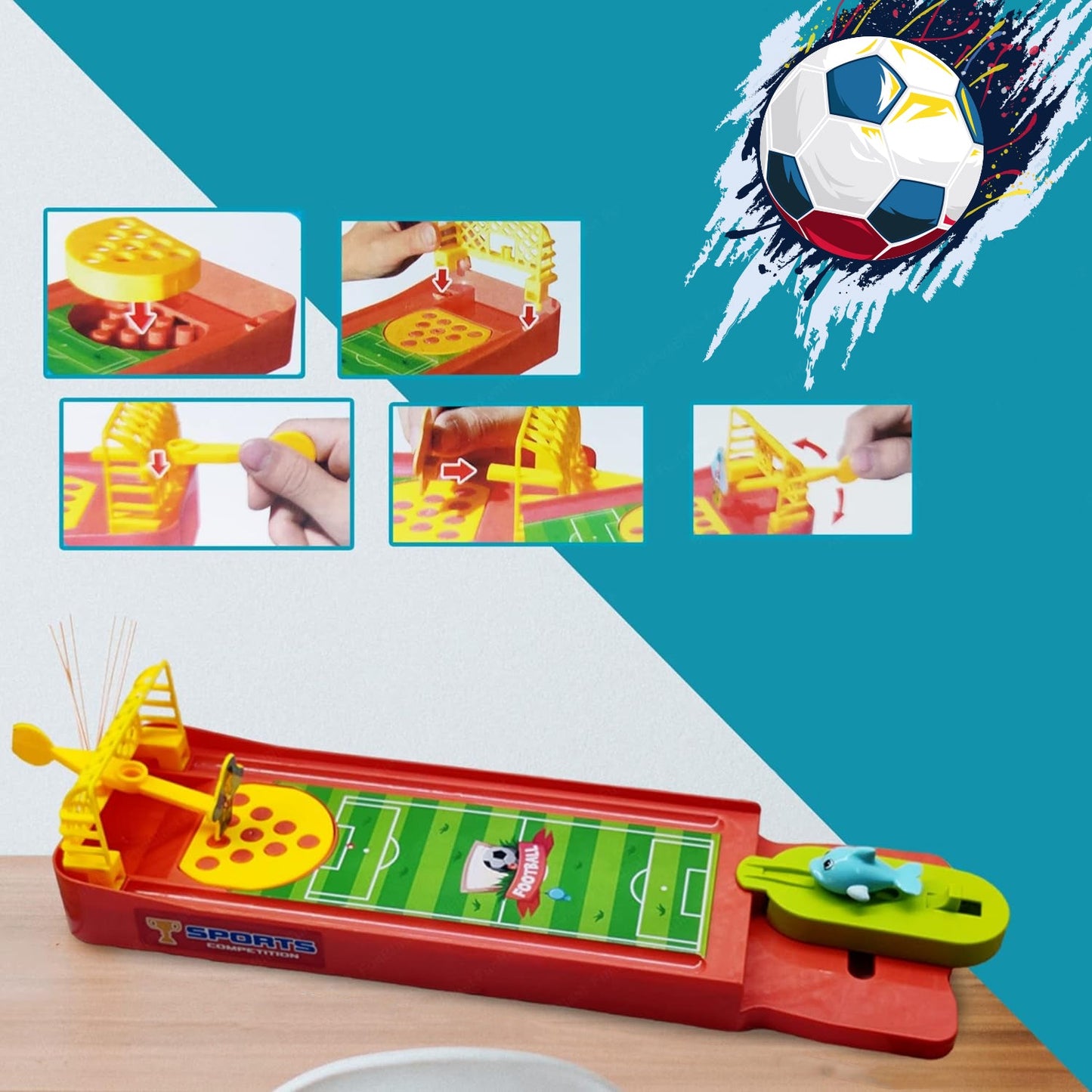 Mini Table Top Finger Football Game for Kids-Desktop Game for Kids & Adults, Fun Indoor Finger Bowling Game for Boys & Girls, Family Board Game - Discount Karo