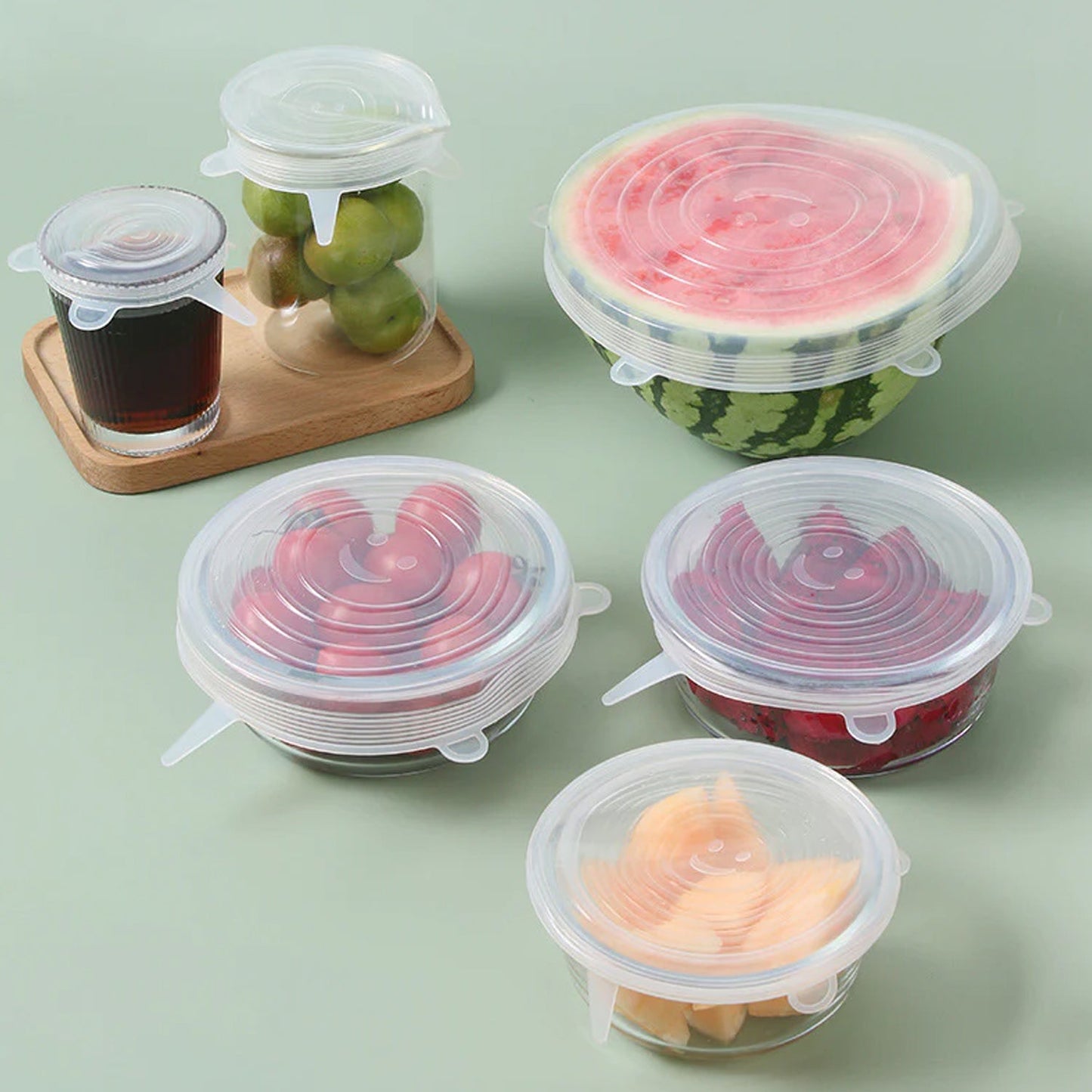 Silicone Stretch Lids, Reusable Durable Food Storage Covers for Bowls, Fit for Different Sizes & Shapes of Container, Dishwasher & Freezer Safe - Set of 6 (113 Gm) - Discount Karo