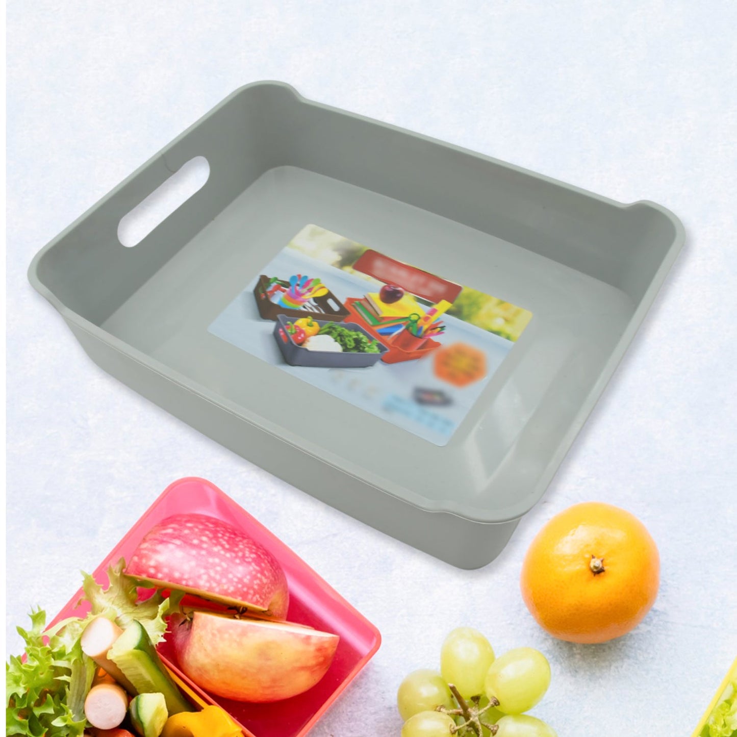 Multipurpose Organising & Storage Plastic Tray,  Fruit & Vegetable/ Multi Purpose Tray, Organizer for Kitchen, Countertop, Cabinet, Bathroom Plastic Storage Basket For Store Fruits, Vegetables, Magazines, Cosmetics, Stationary Set of 3 - Discount Karo