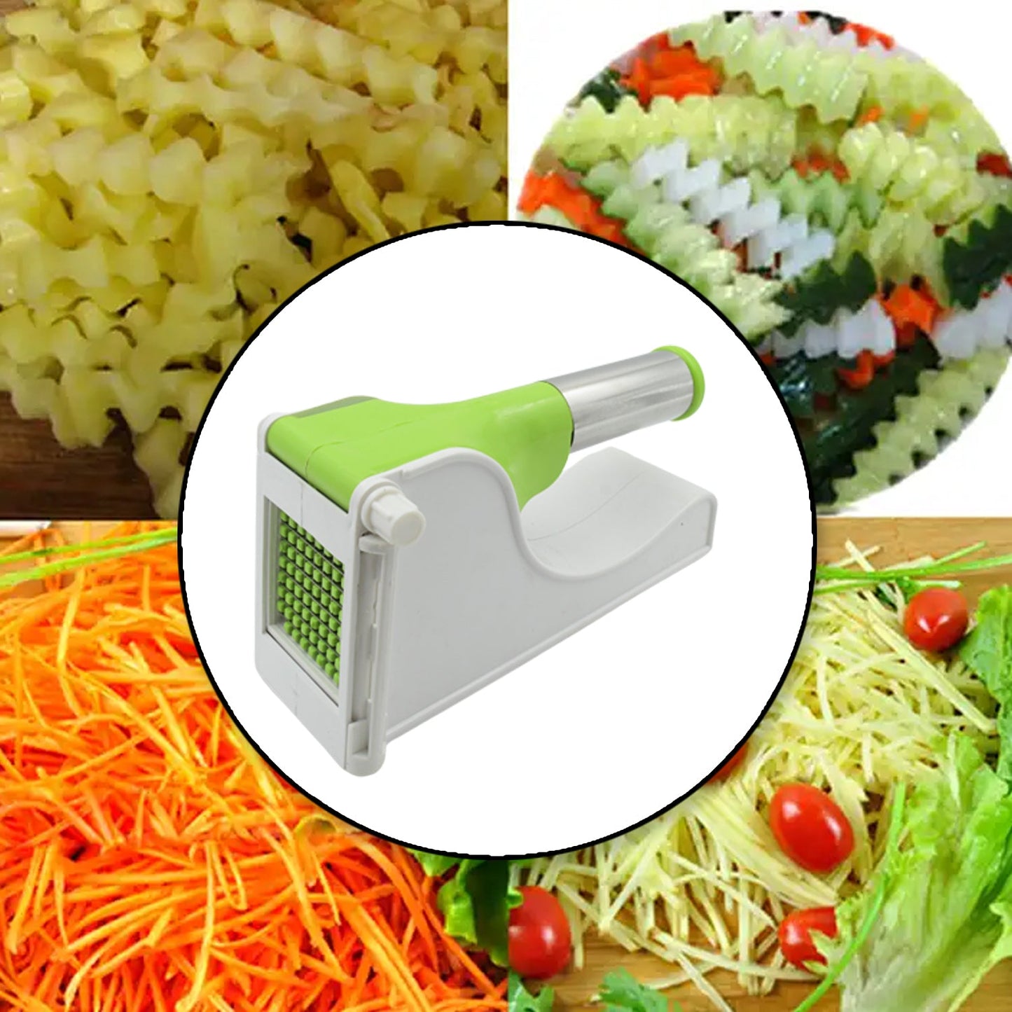 Virgin Plastic French Fry Chipser, Potato Chipser / Potato Slicer with Container - Discount Karo