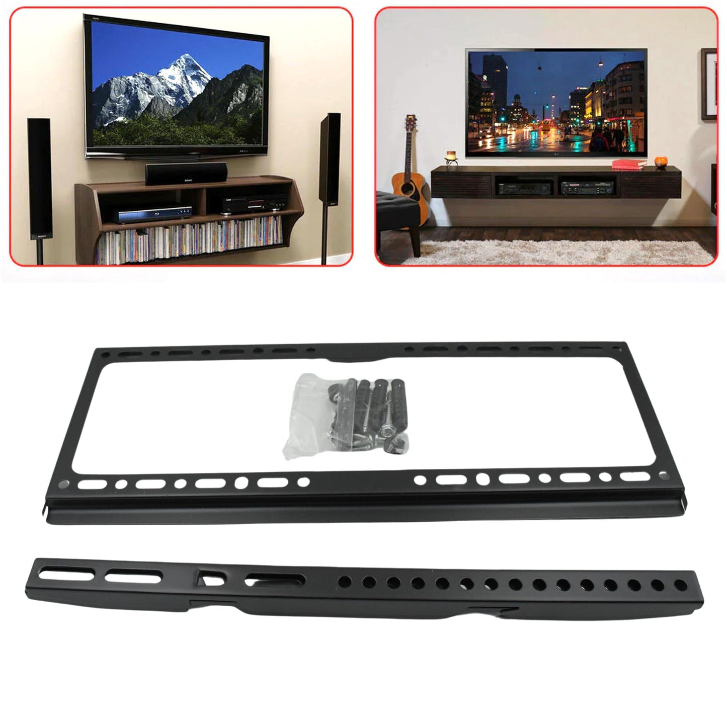 TV Wall Bracket Mount Slim Monitor Stand for 26 x 63, LCD LED 3D plasma Flat TVs Full Motion Heavy-Duty Wall Bracket, Sturdy and Strong Flat Screen Design TV Wall Mount (46cmx20cm)