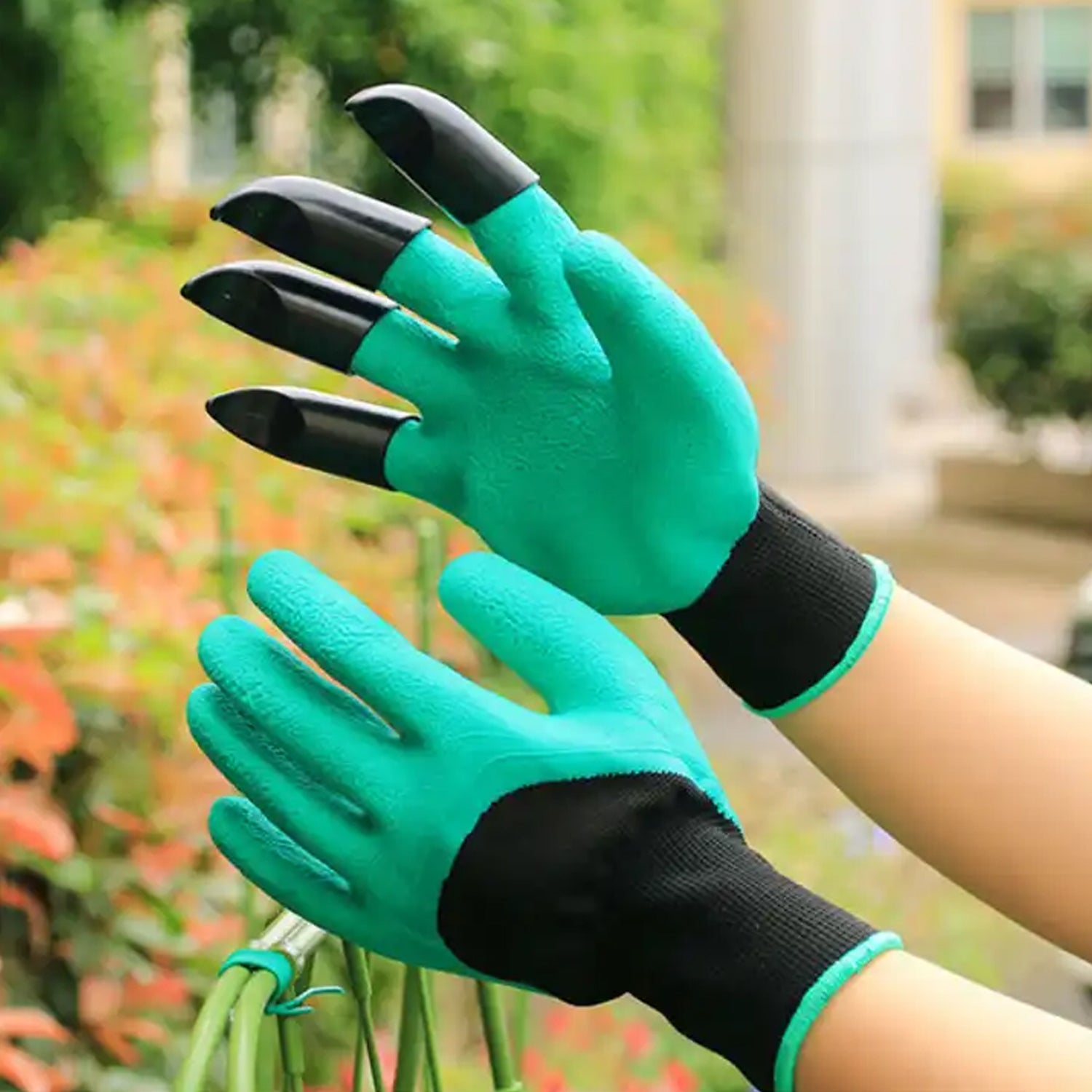 Heavy Duty Garden Gloves with Claws (Washable): 1 Pair (Mix Color) - Discount Karo