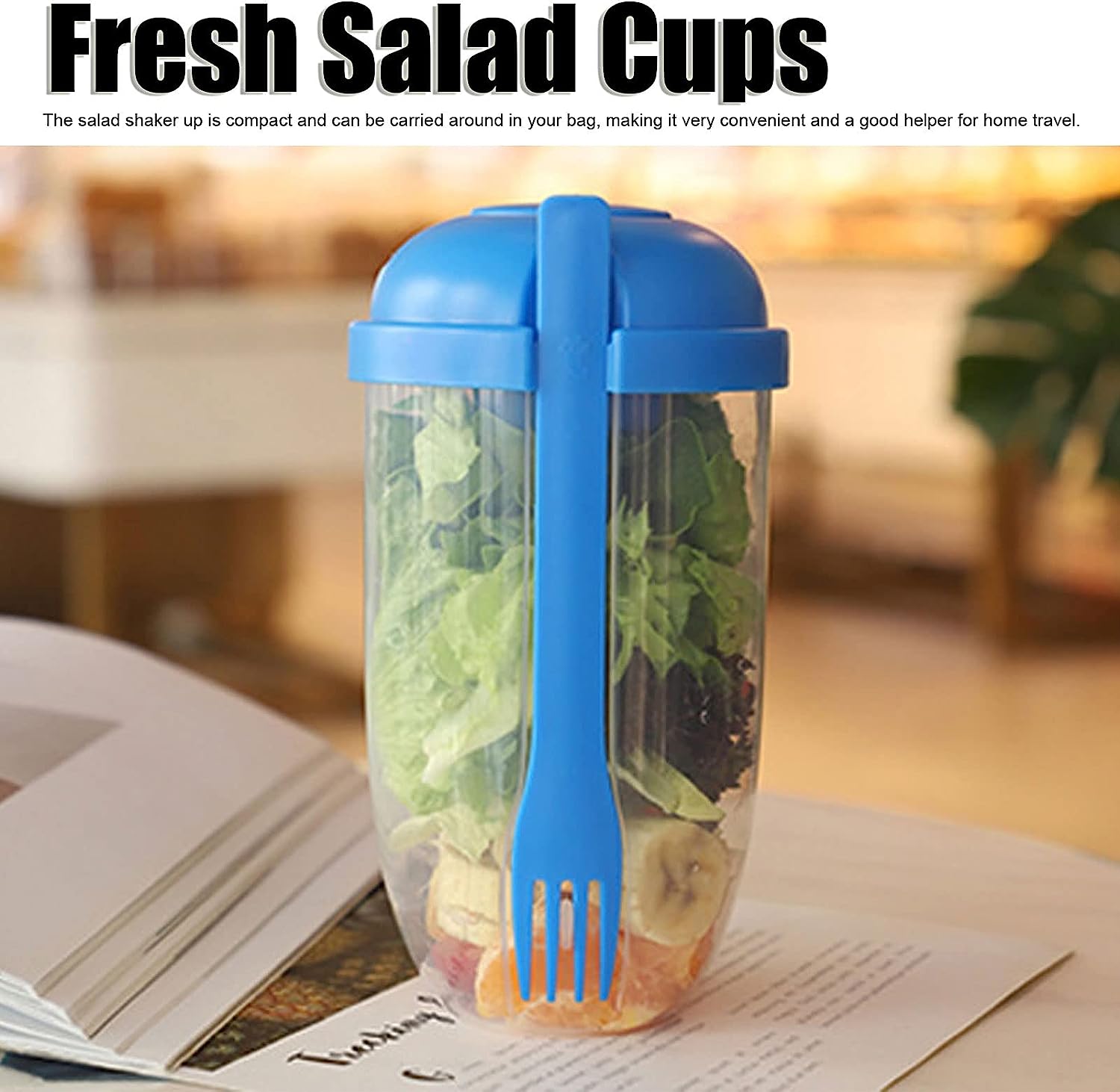 Fruit and Vegetable Salad Cups Easy Clean Salad Mixing Cup for Business People for Business Travel (1Pc) - Discount Karo